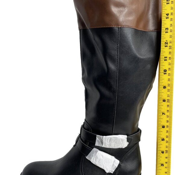 Arizona Riding Boots Brown Black Faux Leather Tall Memory Lined Women's 7.5 Wide - Picture 8 of 11